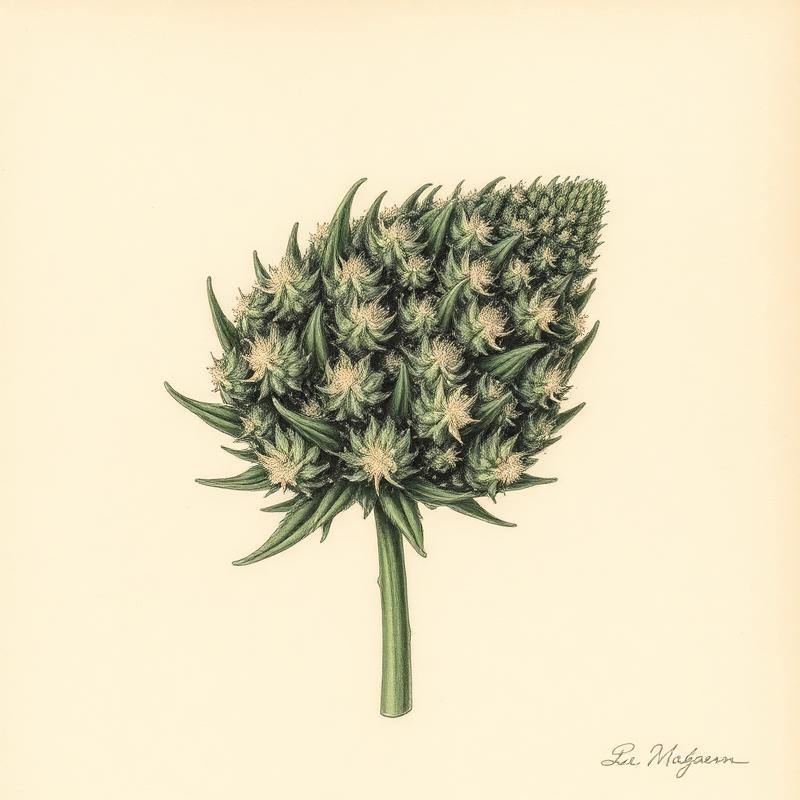 avaay SIGNATURE 28/1 GPM — Gun Powder Milkshake botanische Cannabis-Illustration